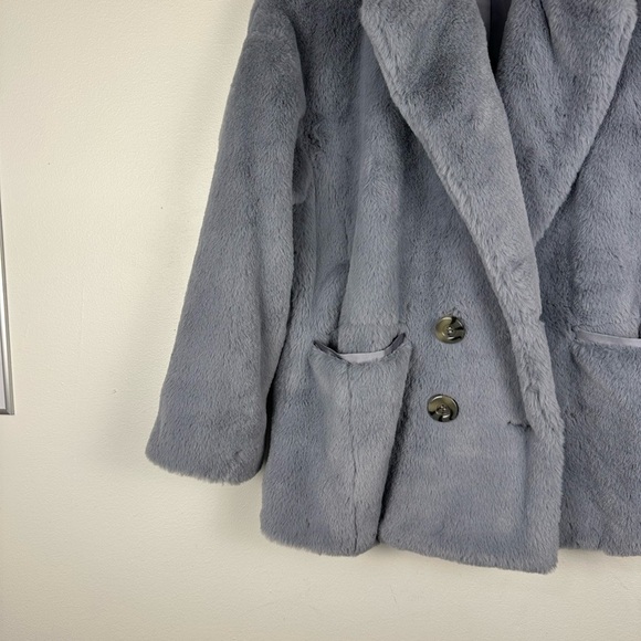 Free People Kate Faux Fur Double Breasted Jacket Blazer Women’s Sz XS - Picture 4 of 13